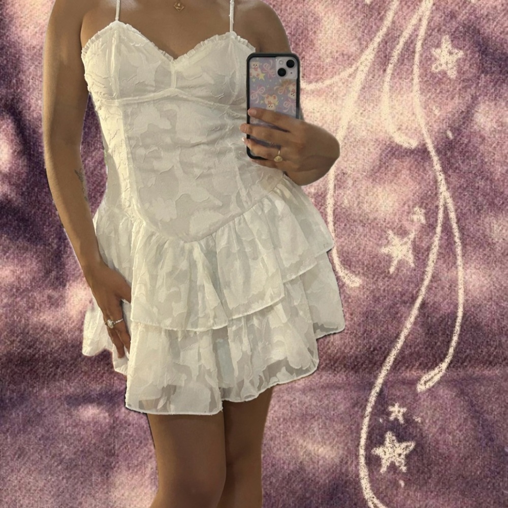 Wild Fable White Ruffled Dress - Picture 4 of 4